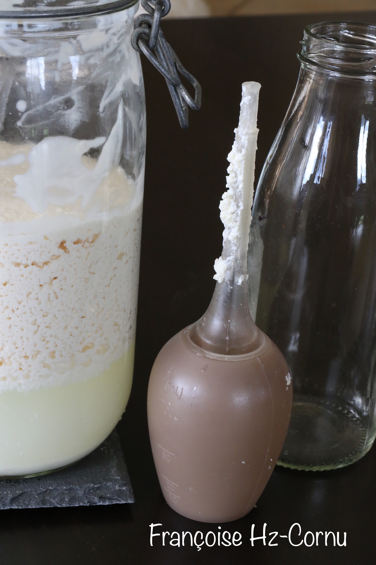 Aspirer le petit lait avec une pompe à arroser les rôtis